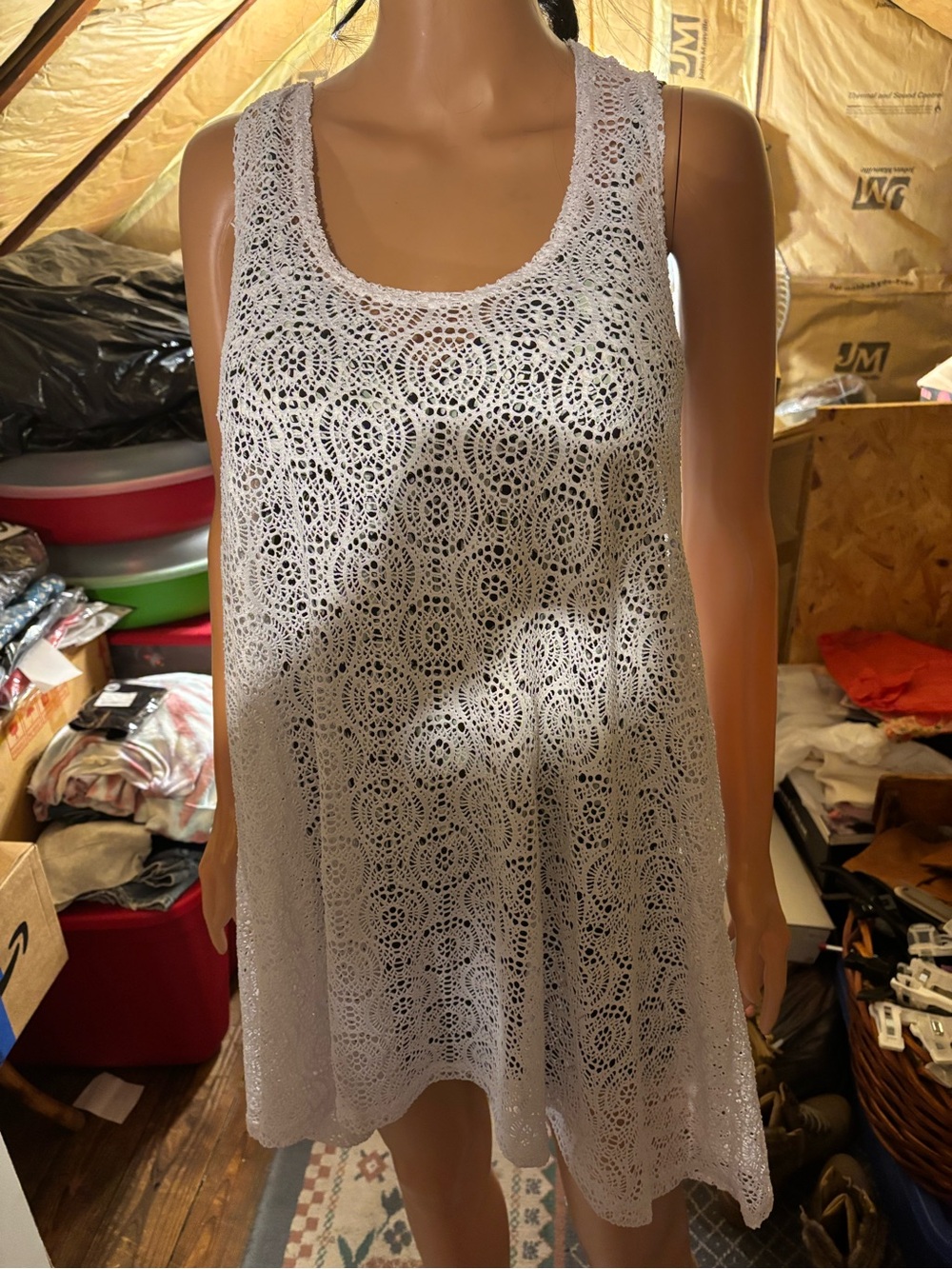 Lace Crochet Swim Cover Up White by Cover Me Size M